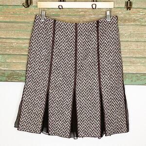 WORTH New York Wool Pleated Skirt Size 8 Herringbone